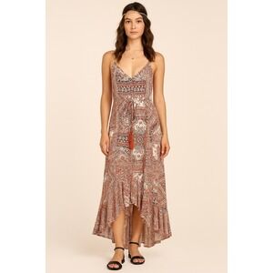 NWT Lovestitch Brick Paisley Print Maxi Dress High Low Hem Summer Bohemian Large